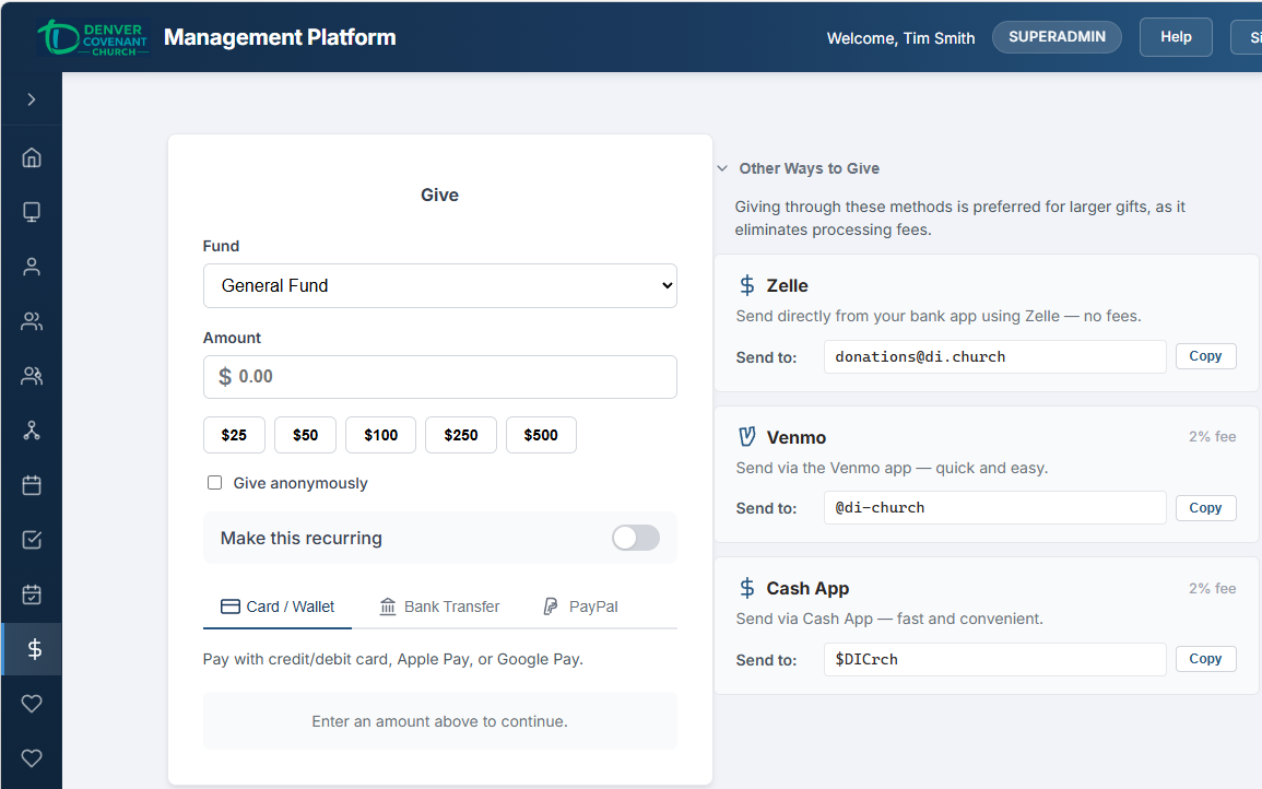 Other Ways to Give section